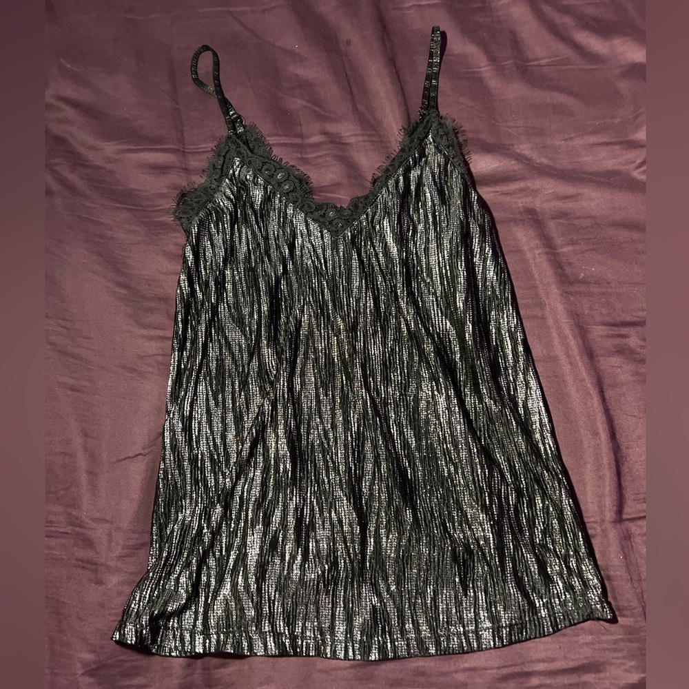 DIVIDED Black and Silver Zebra Print Lace Cami • Size 0